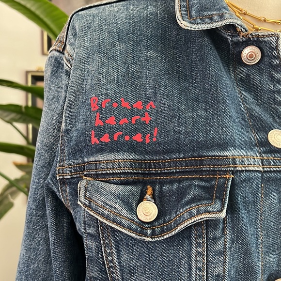 ZARA “Broken Hearts” Denim Jacket - Picture 4 of 6
